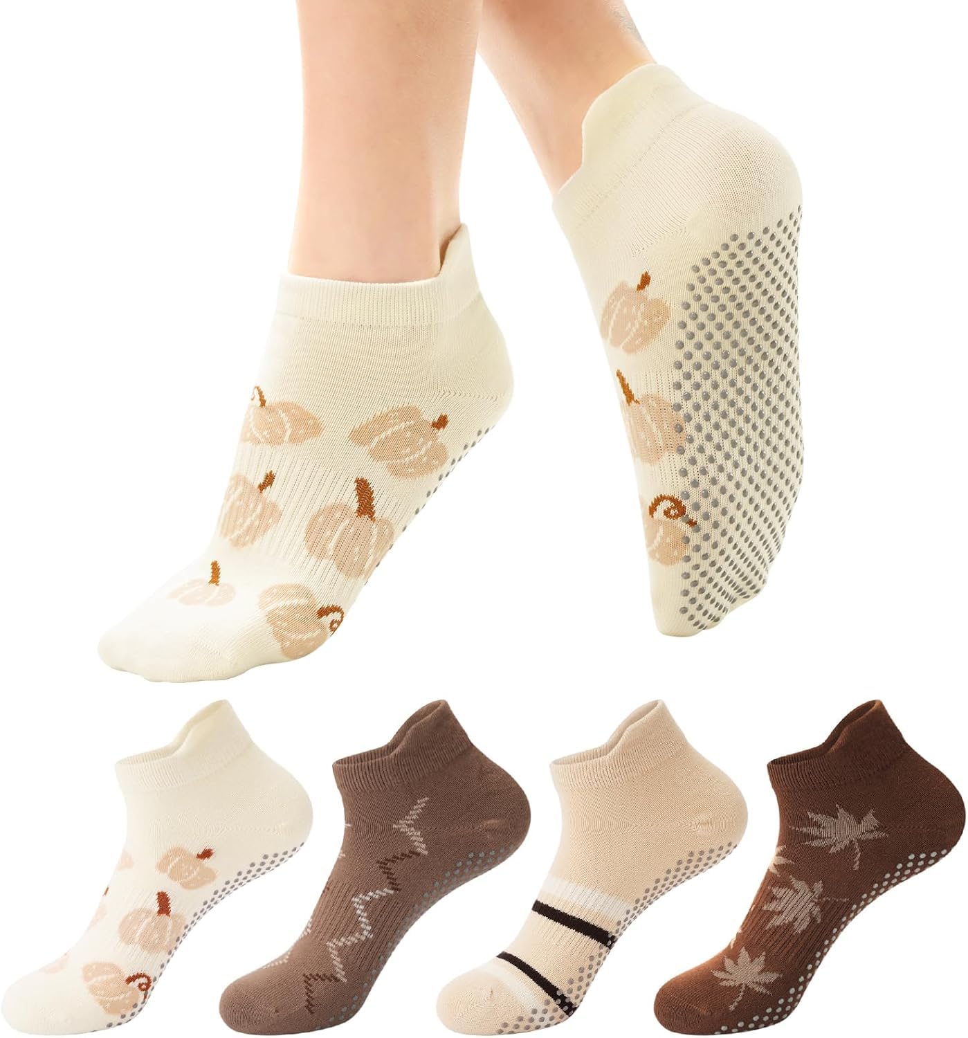 ILovDaisy Pilates Yoga Socken Damen 39-42, Stoppersocken Rutschfeste socken | Antirutschsocken Sneaker Socken mit Noppen, Abs Socken Noppensocken Mädchen für Trampolin Gymnastik Fitness Reha Zuhause