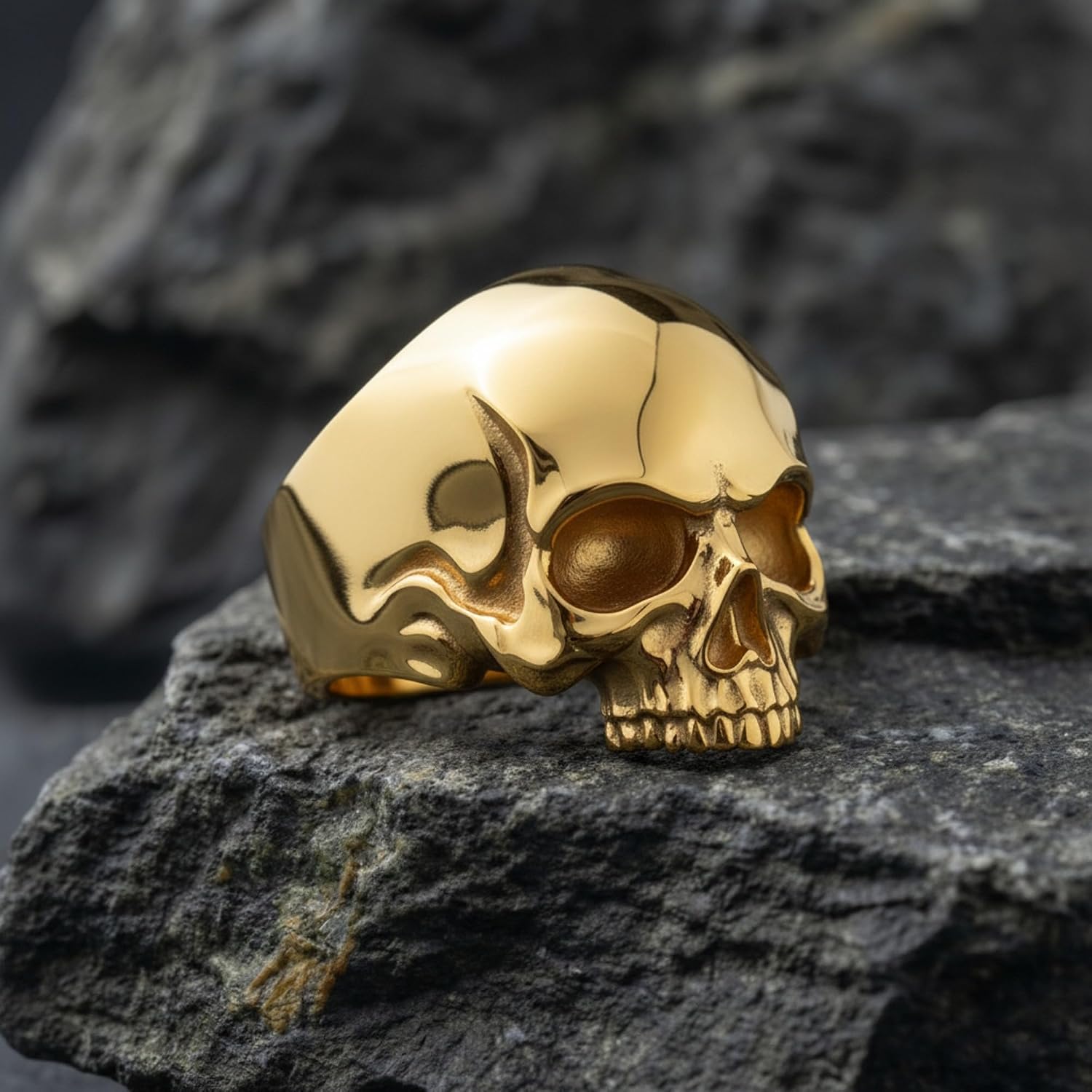 Gothic Skull Ring 925 Sterling Silver Memento Mori for Men | Handcrafted to order in 60+ sizes, solid 925 sterling silver, oxidized finish, bold standout piece for bikers and collectors