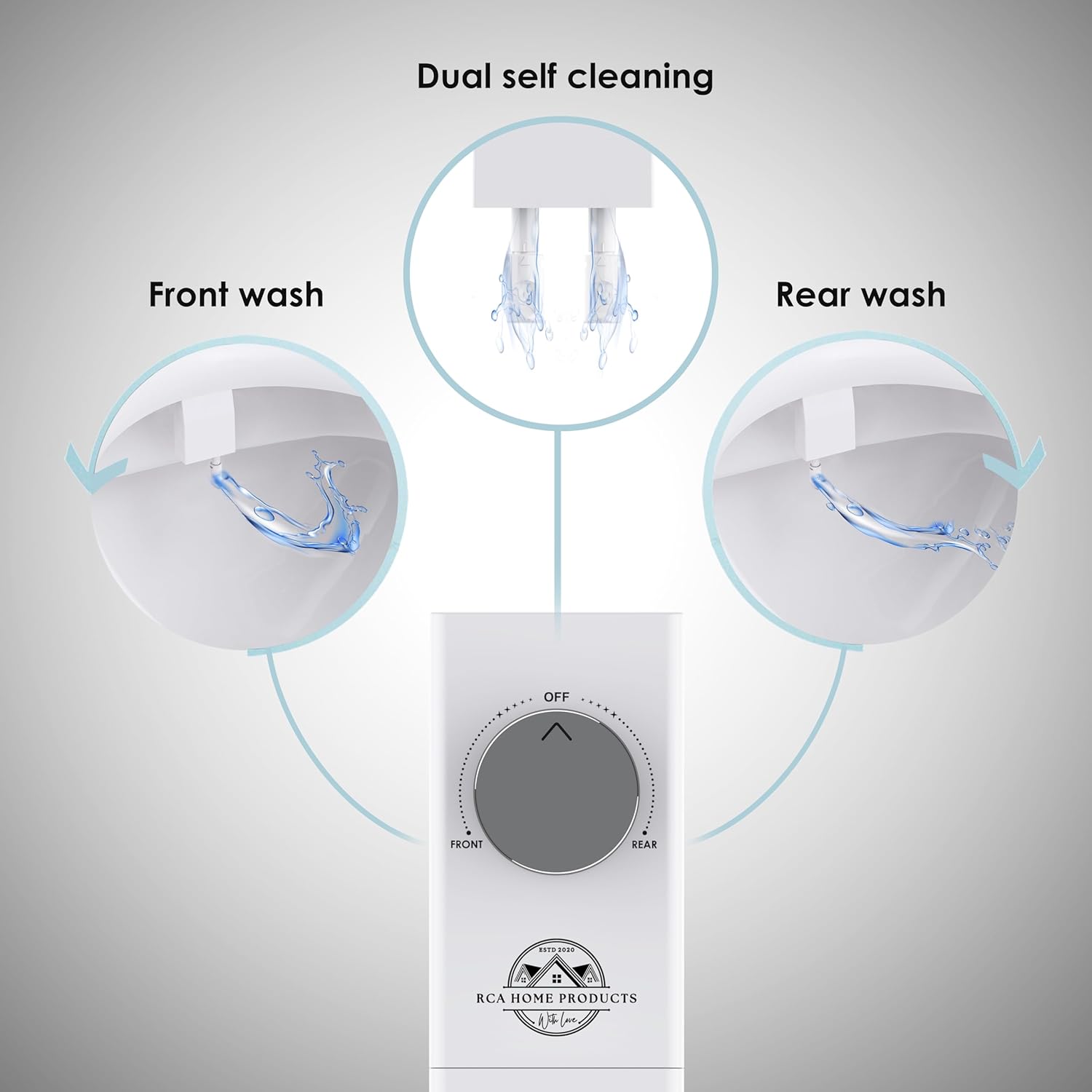 BIDETbidet Left/Right Reversible FRESH WATER Ultra-Slim Bidet Attachment, Switchable Left/Right Control with Dual Nozzles, Hinged Design, Non-Electric, Easy Install, Fits Most Toilets, Off-White