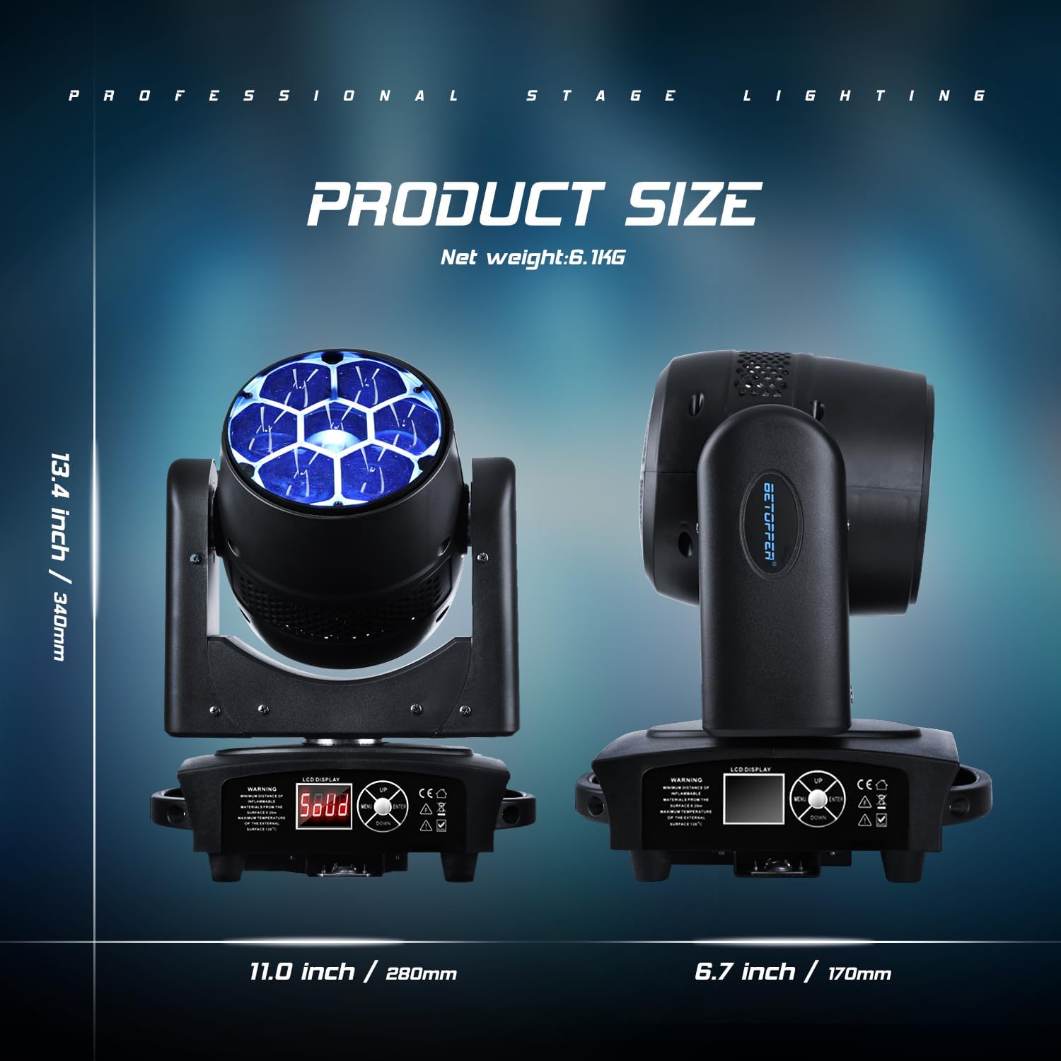 BETOPPER Lyre Led DMX Moving Head Lampe RGBW DJ Projecteurs Lumiere à Tête Rotative avec Effet Beam/Wash/Zoom/CTO Jeux de Lumière pour Clubs,Fête,Disco (1, LM0740-1)