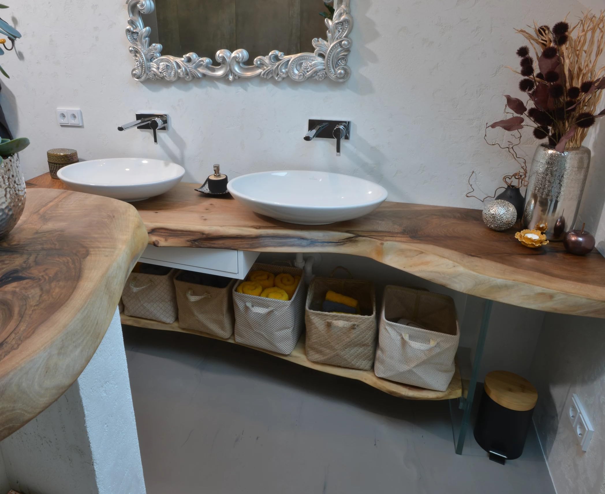 TUZECH Customized Modern Acacia Wood Bathroom Vanity Top Solid