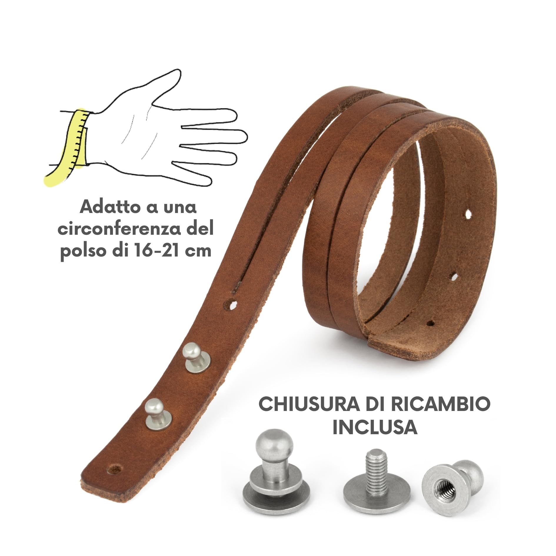 Simaru Bracciale in Vera Pelle Italiana – Bracciale da Uomo Regolabile con Chiusura in Ottone – Solo Pelle Toscana di Alta Qualità Conciata al Vegetale – Ottima idea Regalo - by