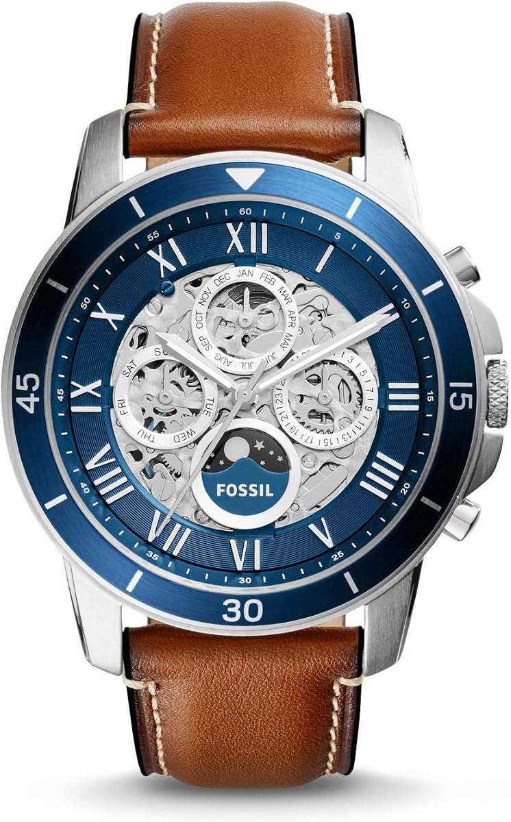 Men's Grant Sport Automatic Stainless Steel and Leather Mechanical Watch