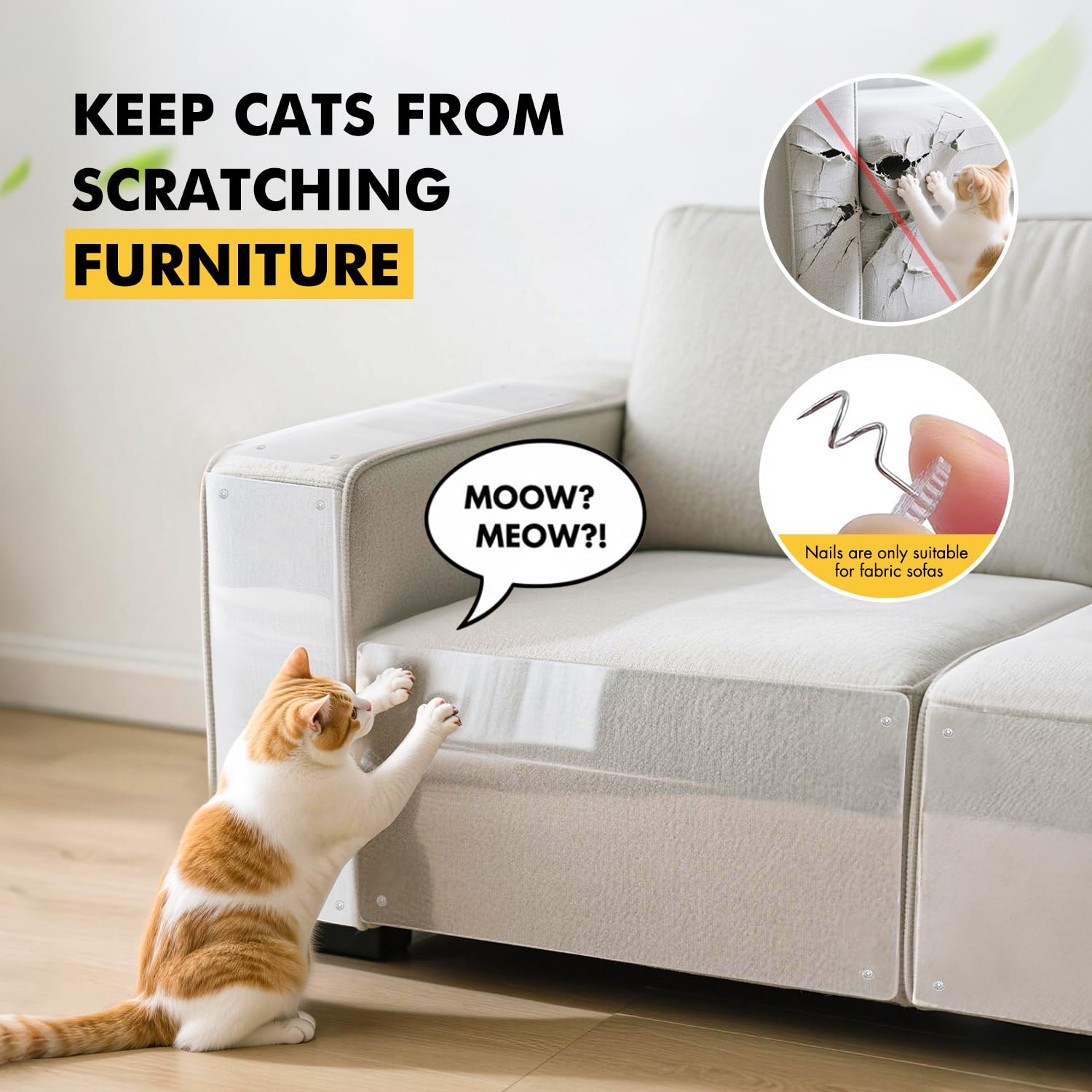 Lovcoyo Protezione Graffi Gatto, 30X500CM Protezione antigraffio per gatt, Divano Gatti Graffi Protezioni per Mobili per Divani, PVC Anti-Graffio Protector, Protezione per Divano Porta e mobilia