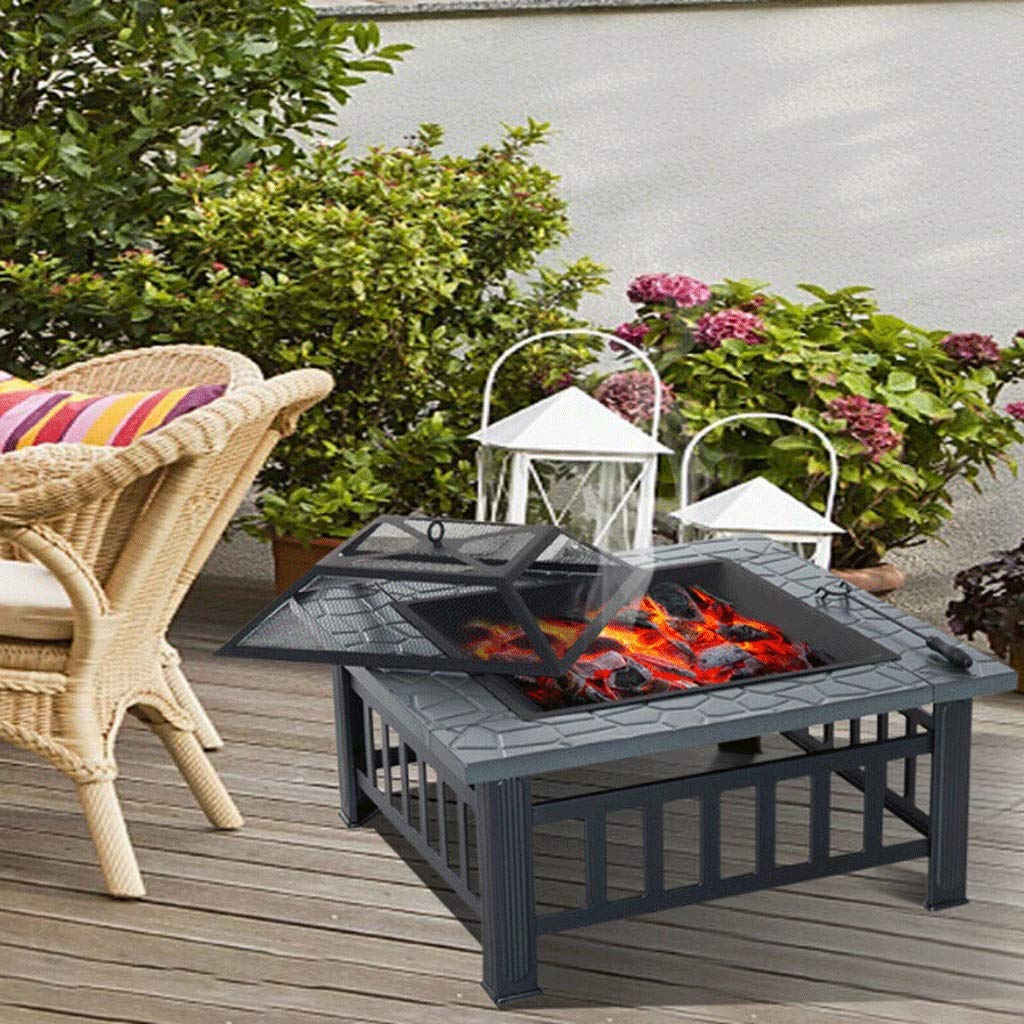 Ogród palenisko 81 cm palenisko na zewnątrz duża stalowa dekoracja wypalana drewnem ogniska miska grill palenisko na podwórko ogród kemping ognisko patio miska ogniska do grilla (kolor: B)