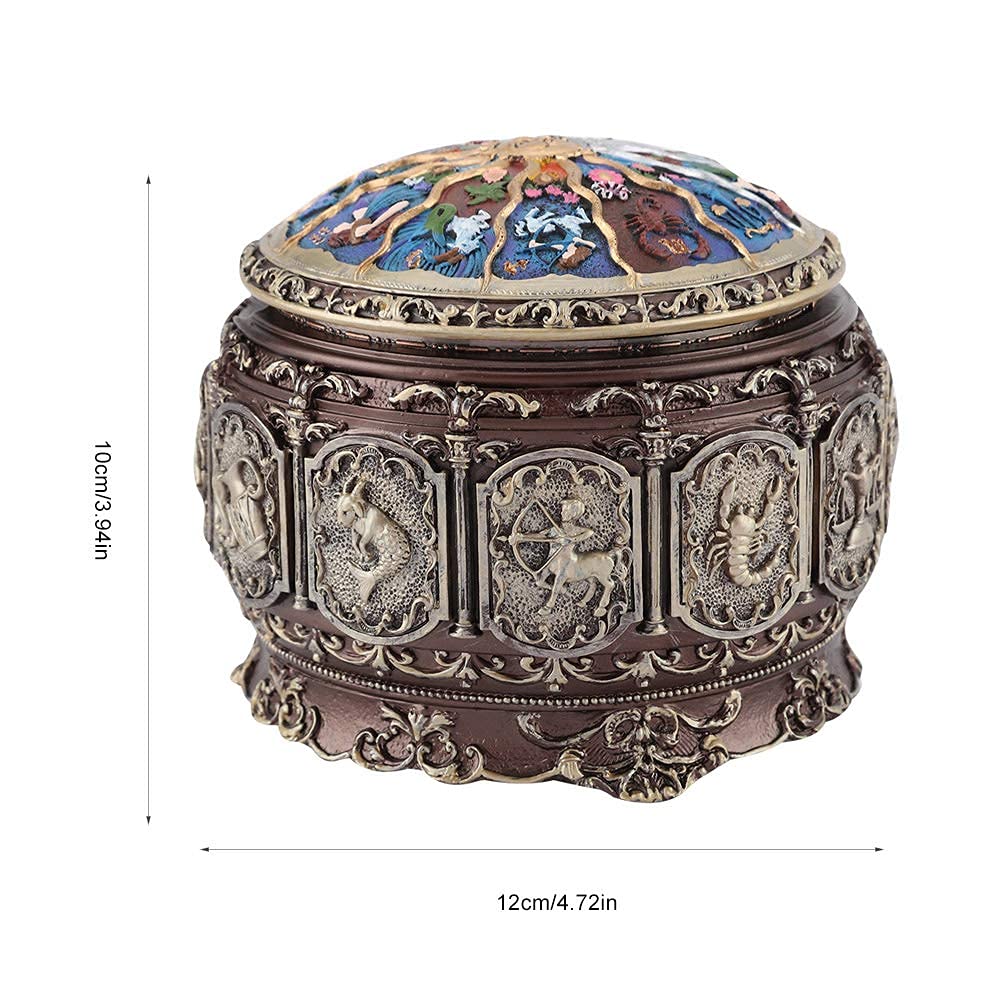 Spieluhr Music Box, Vintage Spieluhr Musikbox Rotating Music Box LED Nachtlicht Spieluhr Mädchen 12 Sternbilder Rotierende Göttin Spieluhr Geschenke Für Frauen Geburtstagsgeschenk, Aquarius