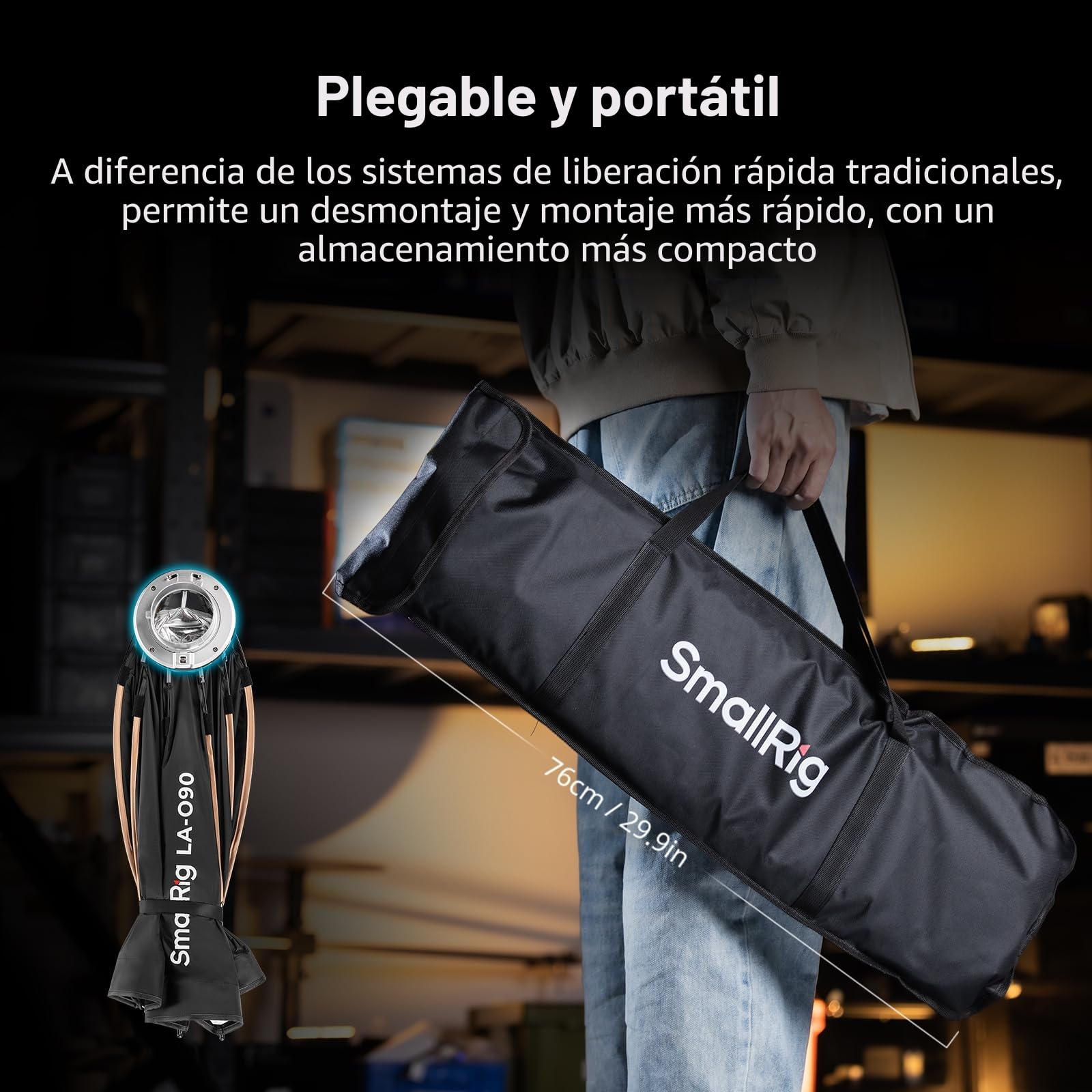 SMALLRIG 35"/90cm Softbox LA-O90 Soft Box Octágono de Liberación Rápida para Luces COB de Montaje Bowens para SMALLRIG para Neewer para Aputure para Godox - 4633