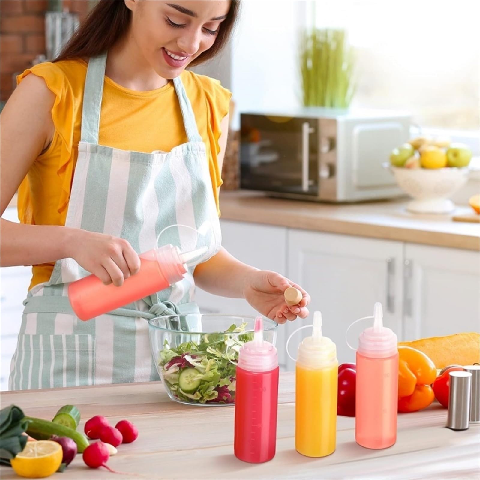 10 pz Condimento Bottiglie da spremere for Ketchup Senape Maionese Salse piccanti Olio d'oliva Gadget cucina 250 ML/360 ML/500 ML per Condimenti(450ML)