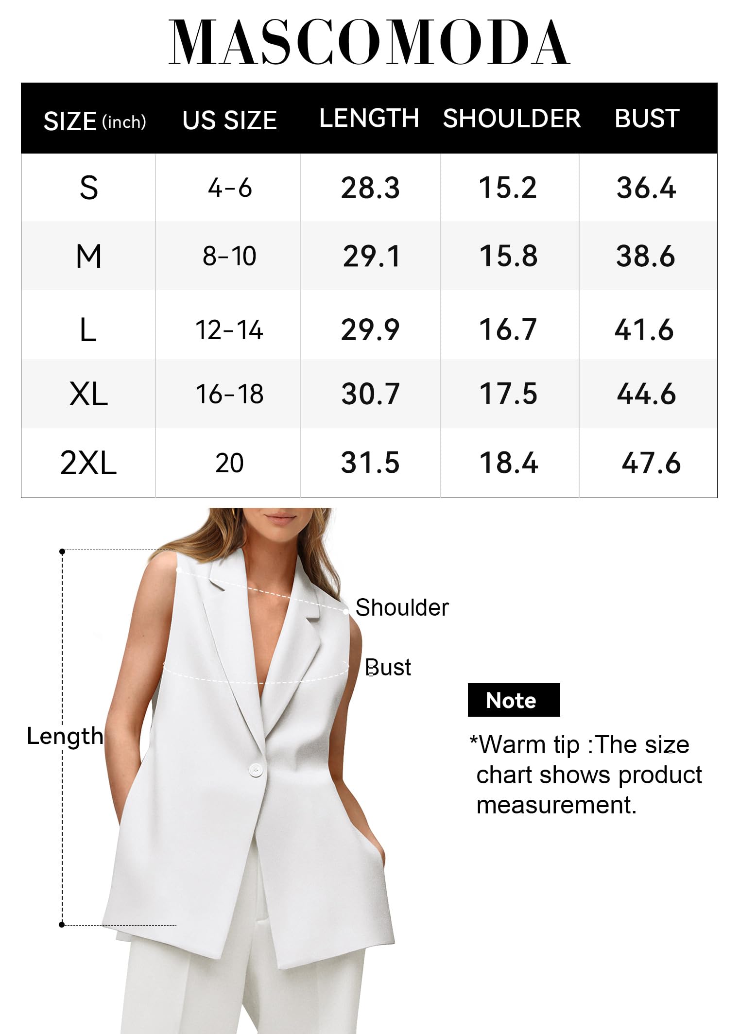 MASCOMODA Gilet da donna alla moda 2025 senza maniche Primavera Casual Open Front Risvolto V Collo Ufficio Gilet Lunghi