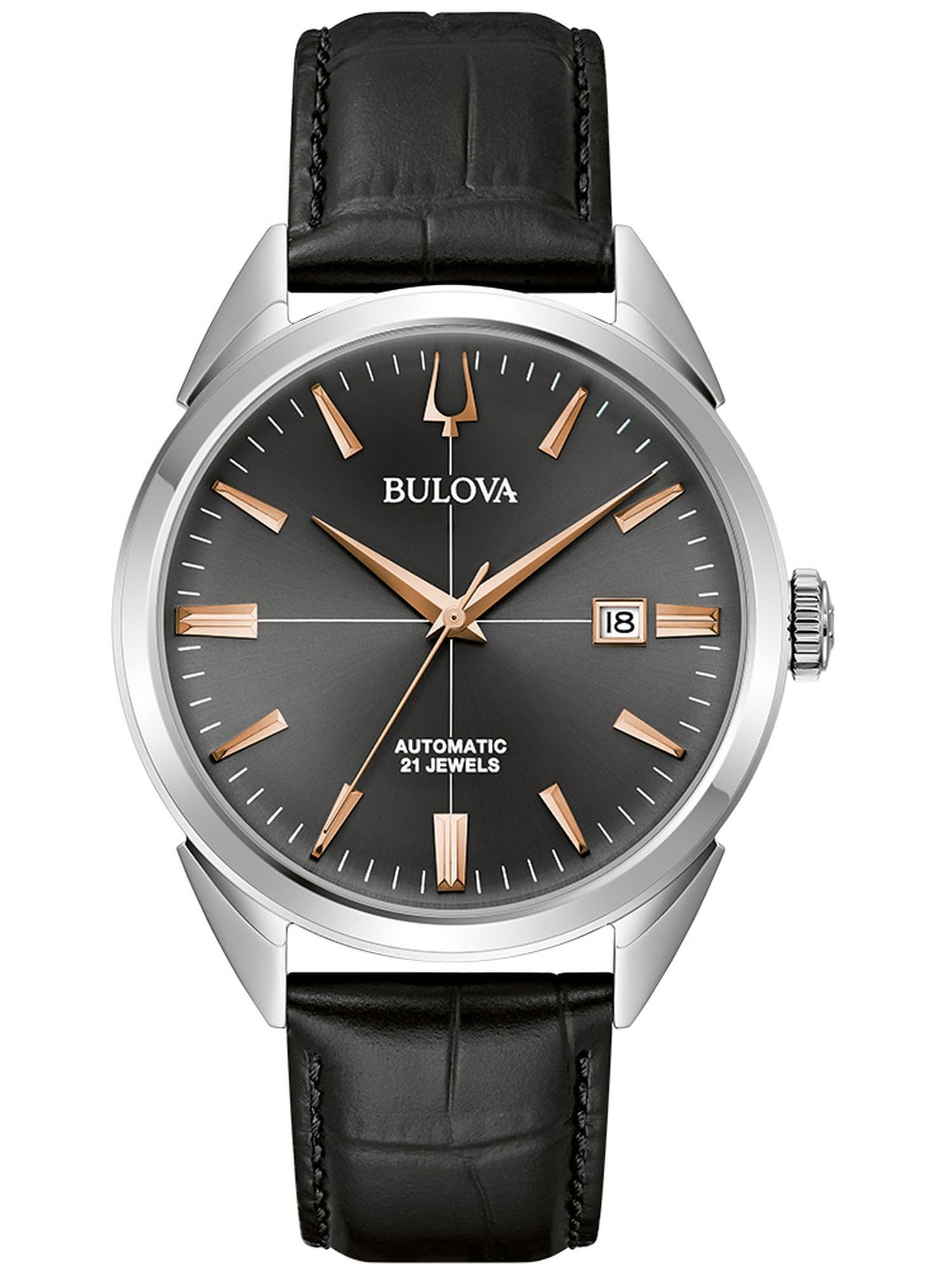 Bulova Herrenuhr Sutton Automatik Schwarz/Roségoldfarben 96B422