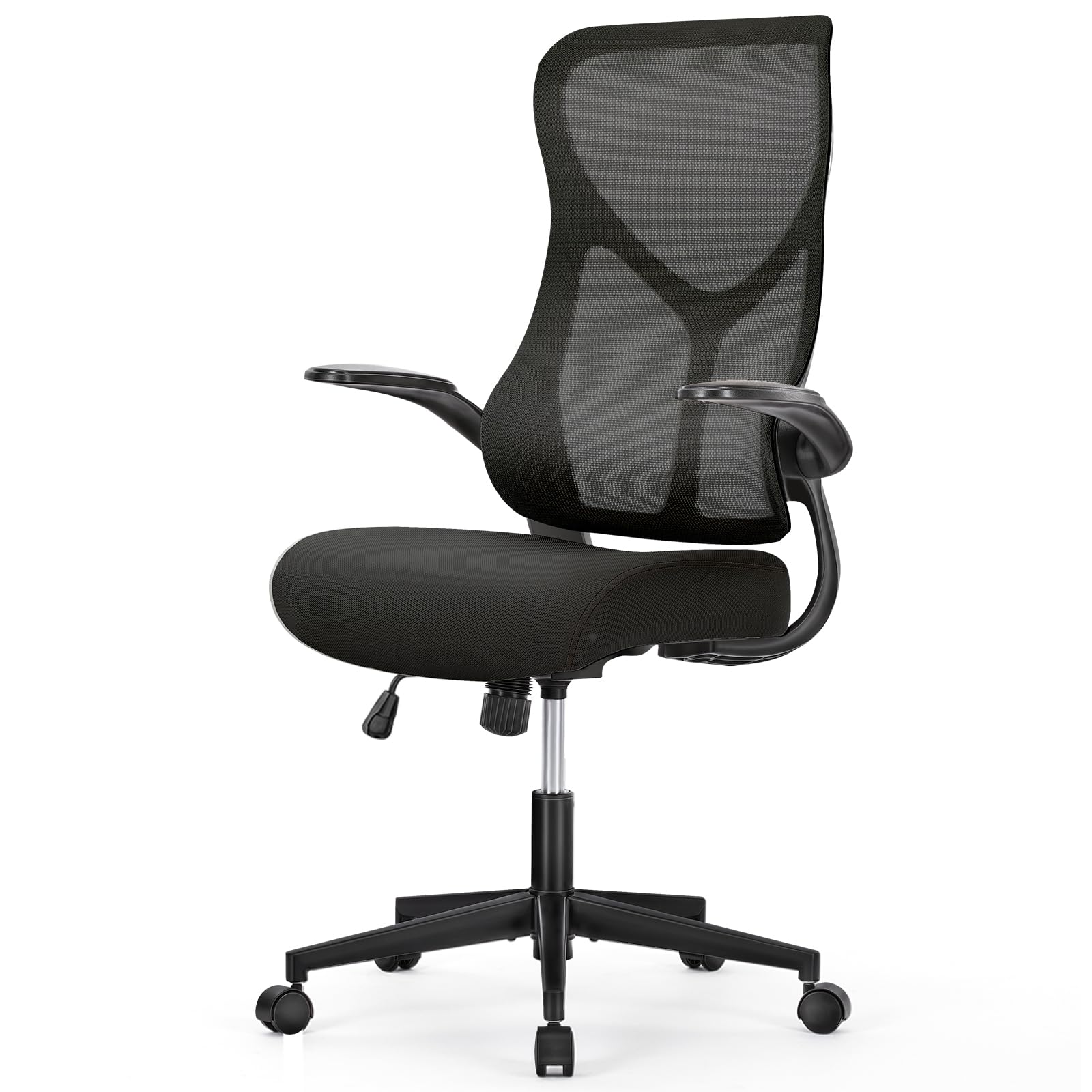 KMFurnila Ergonomic Office Desk Mesh Computer Chair High Back, Rolling Swivel Home Gaming Chairs with Wheels Comfy Lumbar Support, Flip-up Arms, 120°