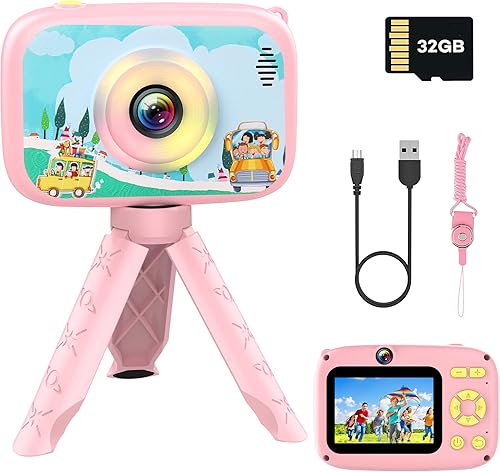 Hopeace Cámara para niños regalo de cumpleaños de Navidad para niños de 3 a 12 años cámara de video digital HD para niñas y niños con 24 pulgadas
