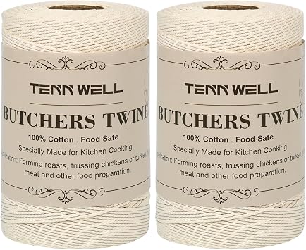 Butchers Twine, 1312 Feet Strong Cotton Kitchen Twine Food Safe Oven Cooking String for Meat Trussing Tying, Chicken Roasting and Sausage Making Beige