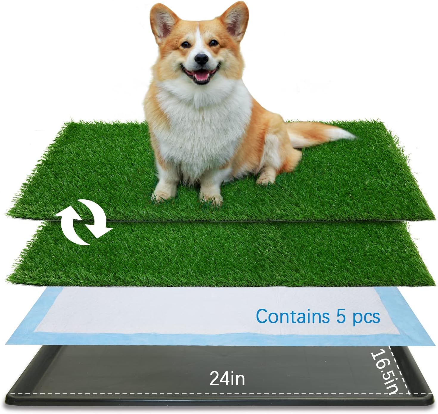 Petwish Small (20" x 16") Dog Grass Pad with Tray Indoor