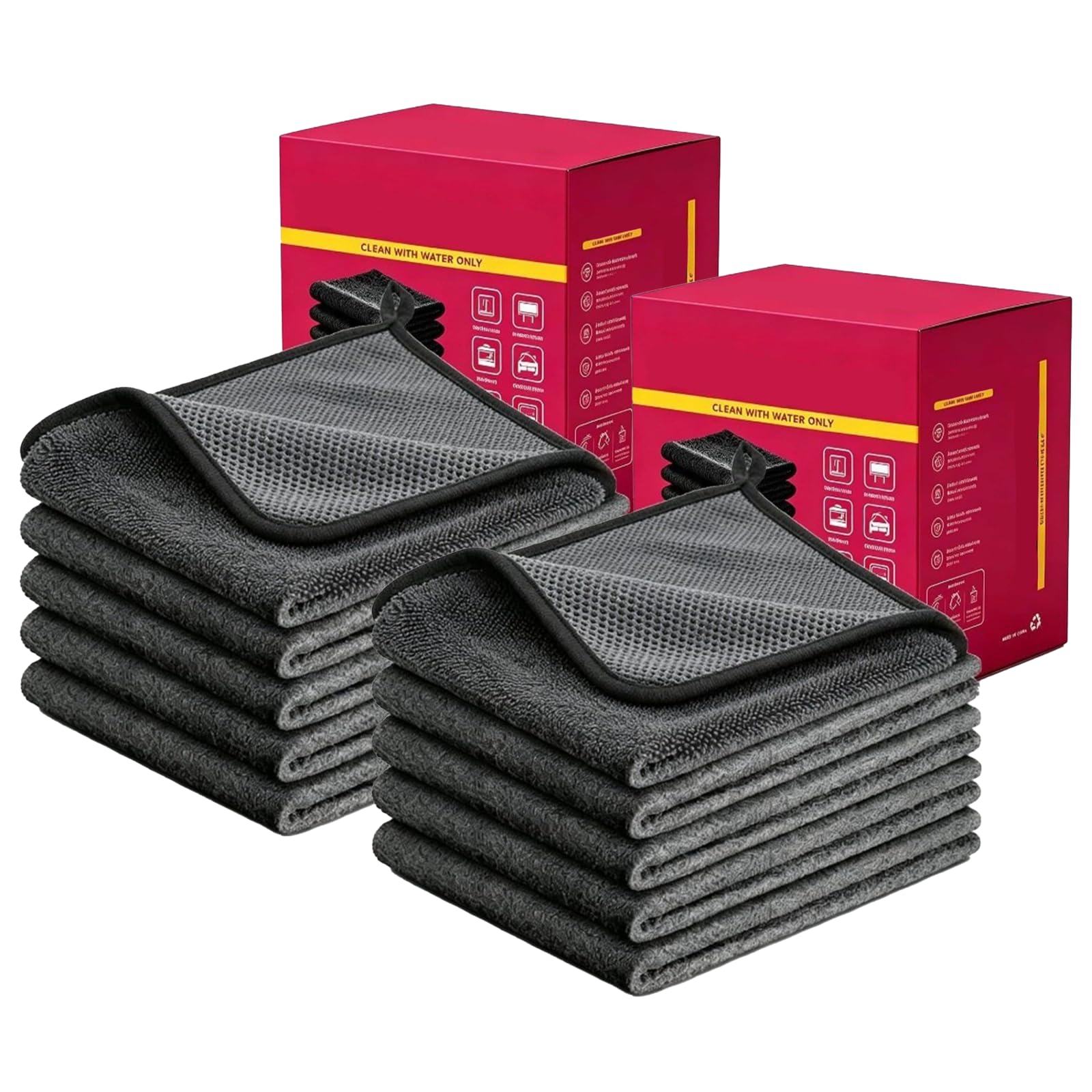 Verdicktes Magisches Reinigungstuch, Wiederverwendbares Mikrofasertuch, Magic Cleaning Cloth, Verdickt Putzlappen für Fenster, Edelstahl & Dusche, Autos，15 Stück
