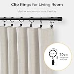 INOVADAY 90 Inch Curtains Blackout, Linen Black Out Curtains Thermal Insulated for Bedroom, Nursery, Living Room + 20 Curtain Ring Clips - Beige W50”xL90”