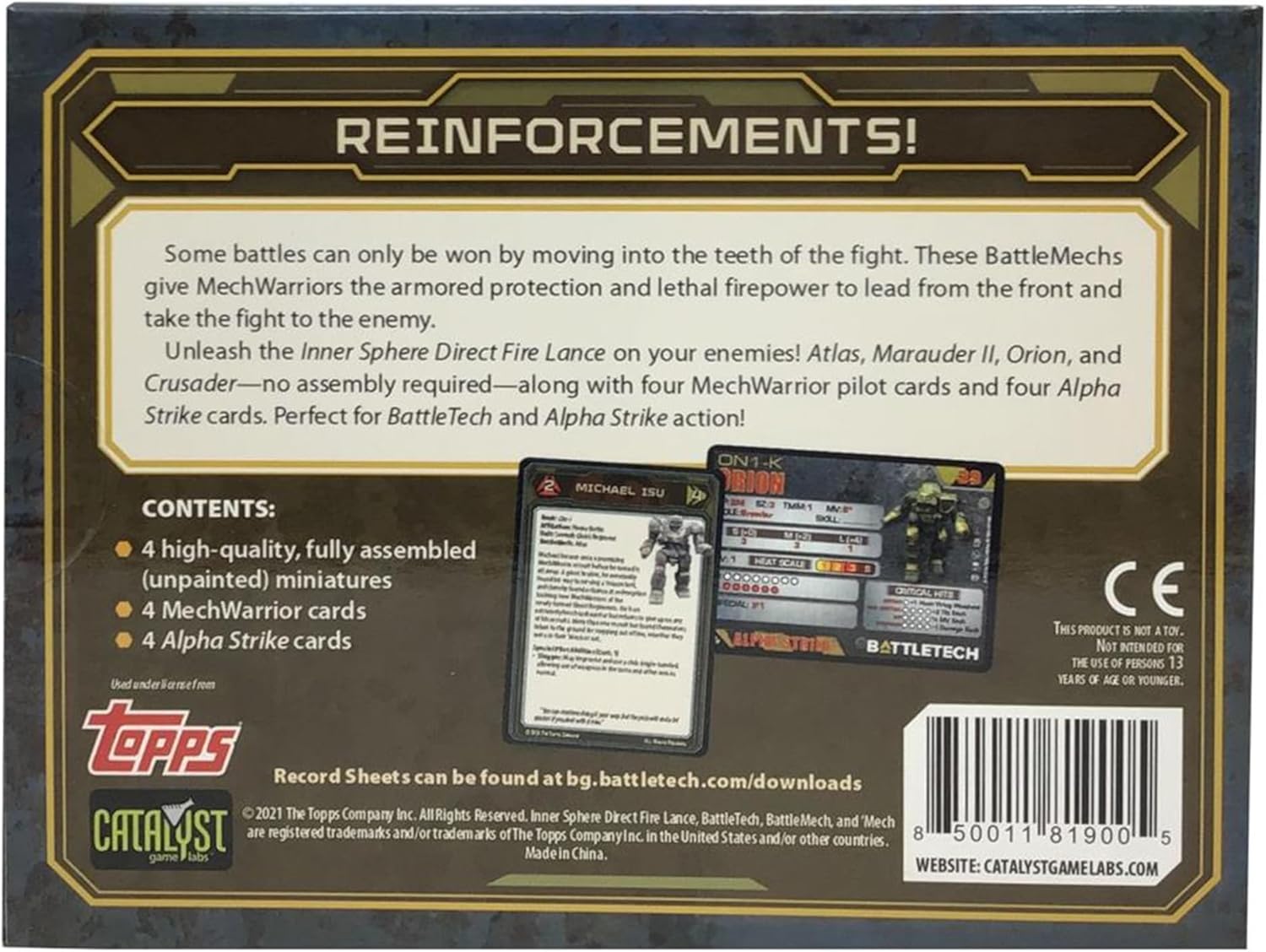 Catalyst Game Labs BattleTech Mini Force Pack: Inner Sphere Direct Fire Lance, Grey