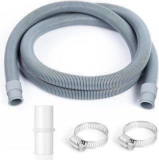 AiQInu Tuyau Vidange Machine a Laver Universel,2 Meter Tuyau de vidange pour machine à laver, Rallonge de tuyau d'évacuation, avec raccord de tuyau et colliers