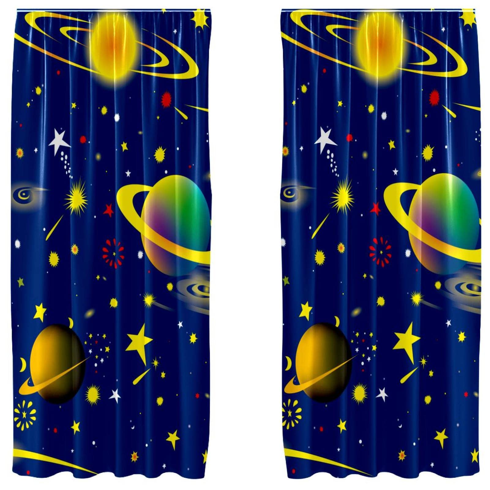 Rideaux occultants espace pour transformer la chambre d'enfant avec le motif planètes bleu