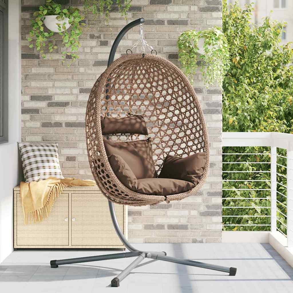 vidaXL Wiszące krzesło jajo polirattan 104 x 100 x 191 cm kawowy