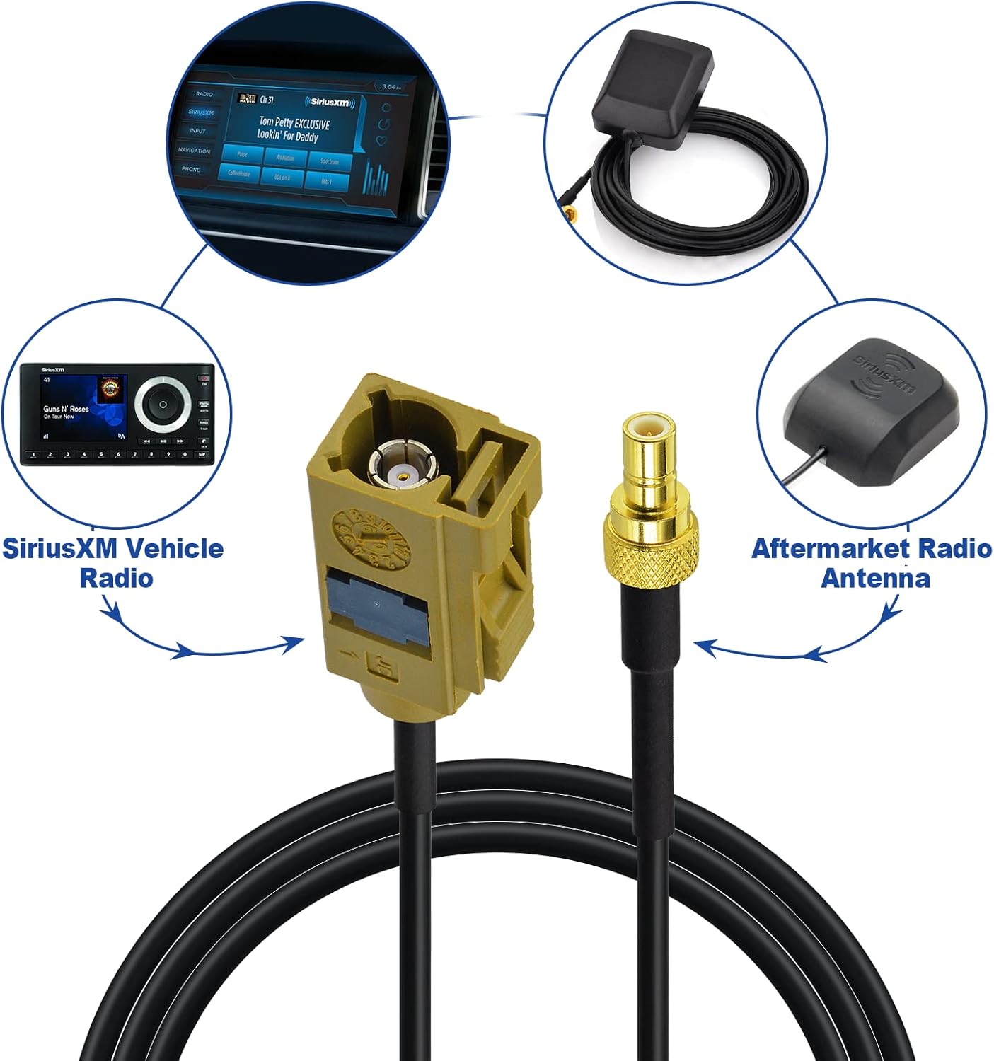 Eightwood Fakra Curry Female Code K to SMB Male Antenna Adapter Compatible with XM Sirius Satellite Radio Antenna Stereo Tuner : Electronics