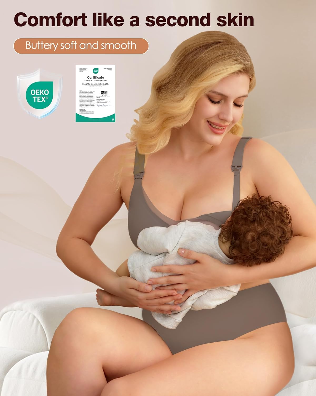 As Fairy Nursing Bras for Breastfeeding Mesh Lace Seamless Maternity Bra Pregnancy Sleep Wireless Pumping Bralette Grey - Image 2