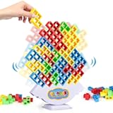 64 Pcs Tetra Tower Stack Game, Team Tower Tumble Giant Stacking Game, Balance Stacking Blocks Game for Kids Ages 6-12 & Adults, Family Party Board Games, Educational STEM Toys (2-4 Players)