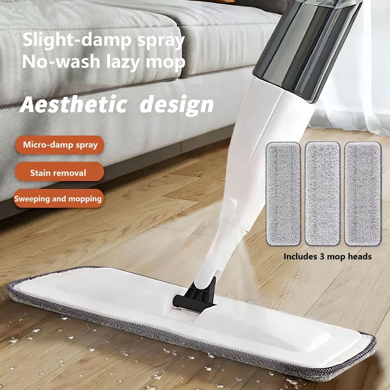 Mopa Spray Recargable Limpieza giratoria en húmedo y seco para Suelo de | Mopa Atrapapolvo de Madera Para Propietarios, Inquilinos, Oficina, Cocina, Baño, Salón, Dormitorio