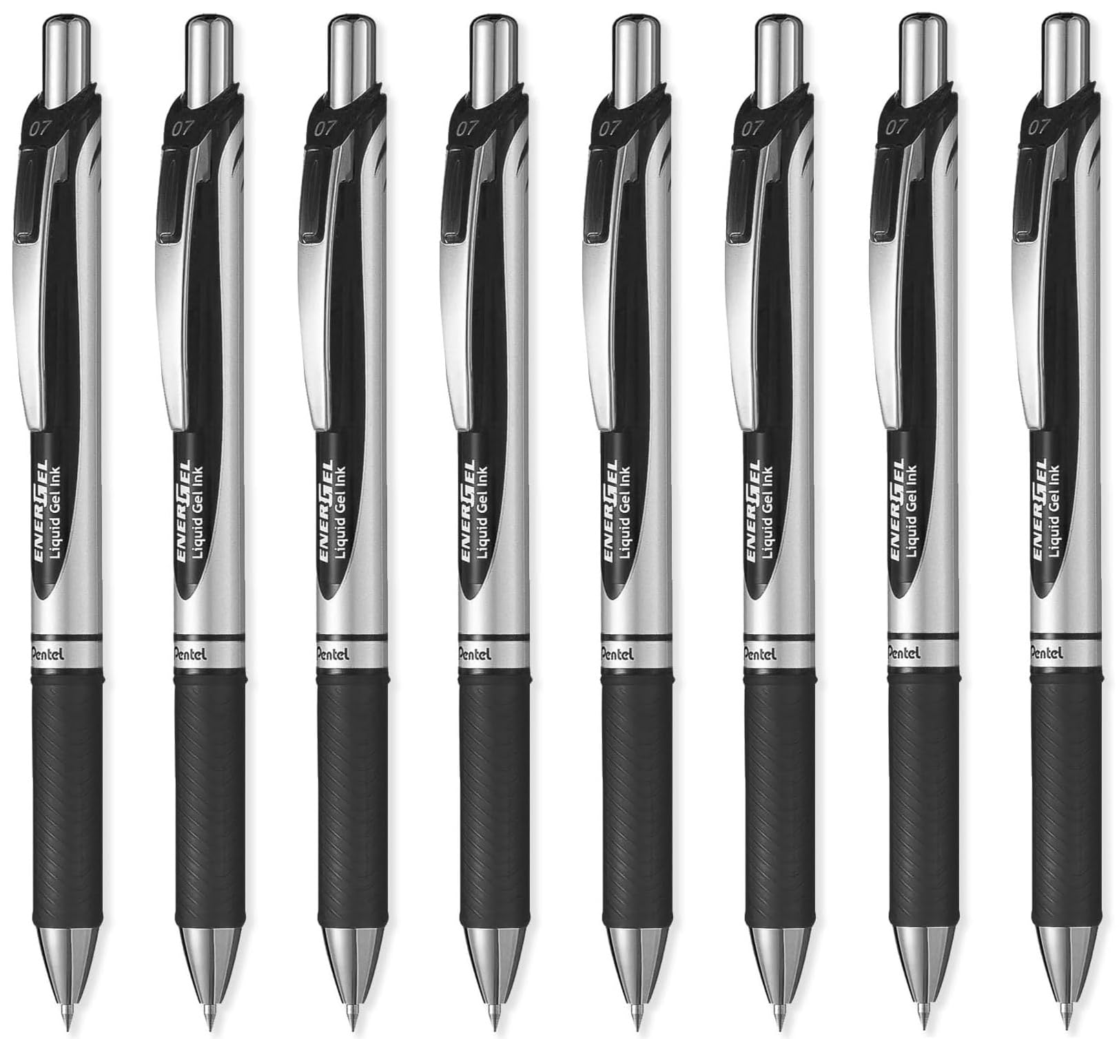 Pentel EnerGel XM BL77 Retractable Liquid Ink Gel Pens - 0.7mm Tip - Black Ink - Pack of 8