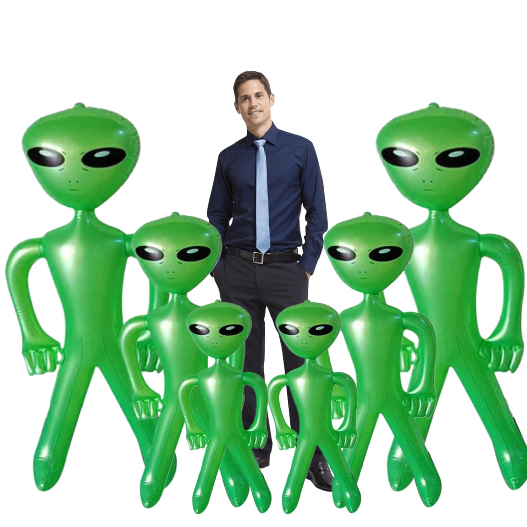 Striegro 6 Pcs Inflatable Alien 18'', 35'' ＆ 67'' Blow Up Alien Halloween Inflatable Costume Giant Inflatables for Halloween Party Decorations Photo Prop ..