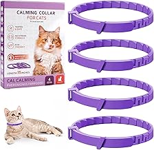 Collier Calmant pour Chats 4 Pièces, Anti-Stress Naturel avec Phéromones, Couleur Violette, Taille Réglable et Effet 30 Jours, pour Chatons et Chats Adultes