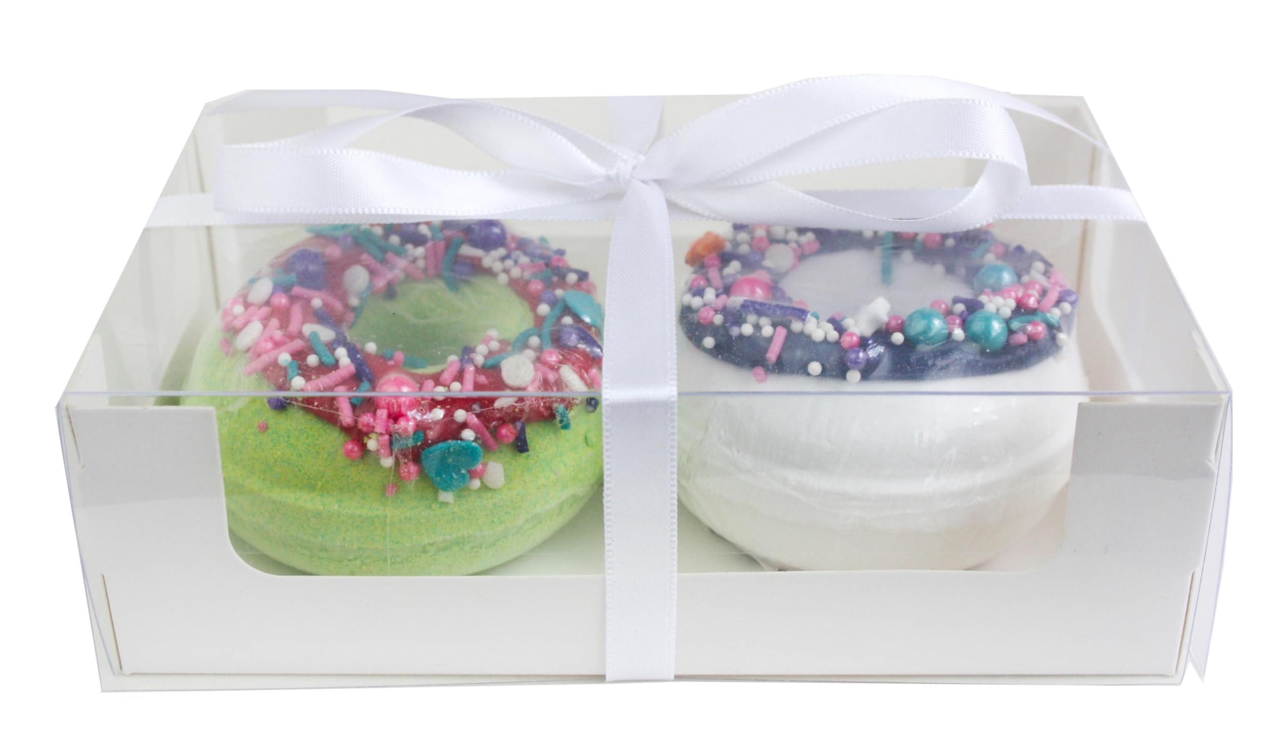 Emartbuy Pack of 96 White Gift Box, 16 cm x 10.5 cm x 5 cm, Cakes Cupcakes Cookies Muffin Doughnut Petit Fours Pie Desserts Box with Clear Window and Ribbon