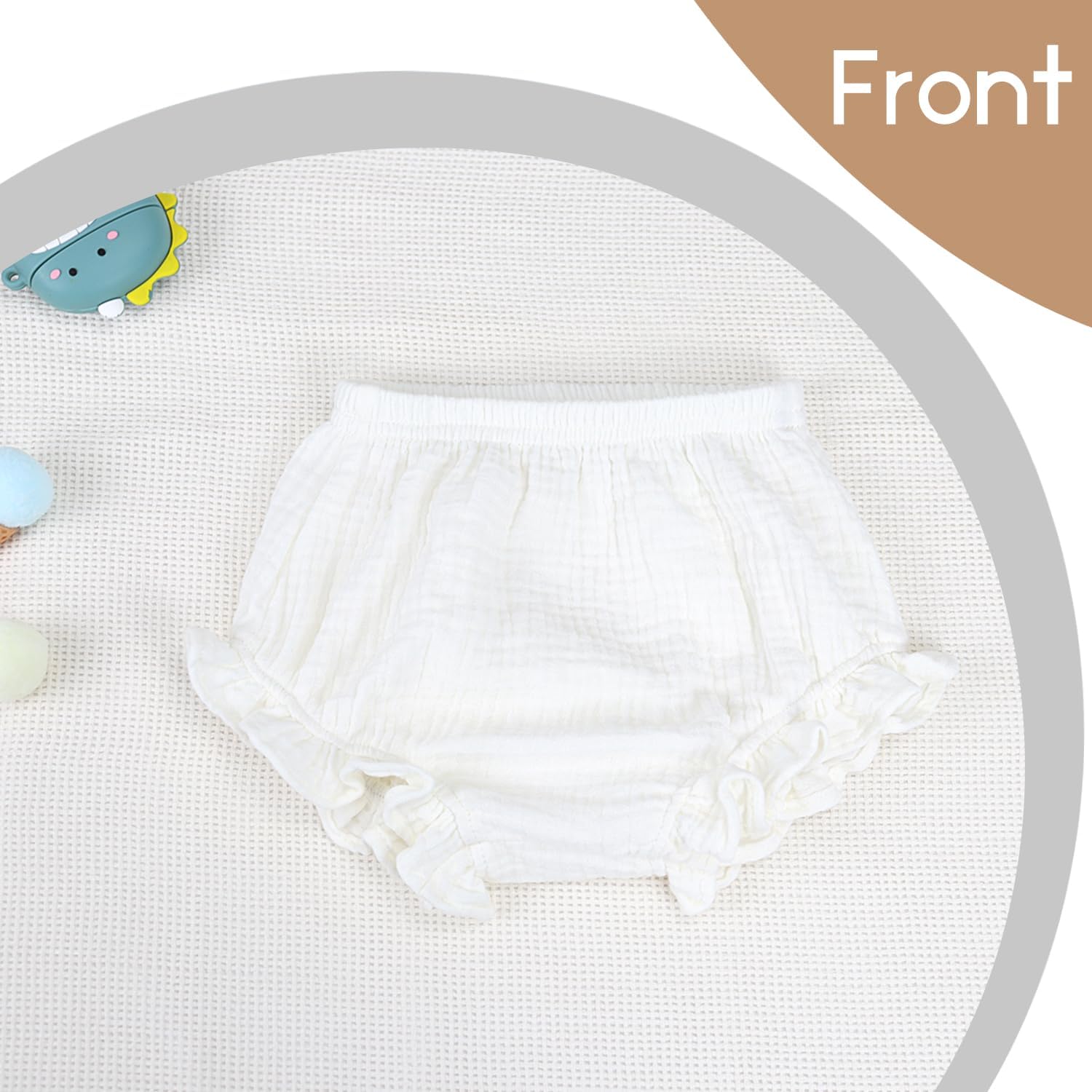 5pcs Toddler Baby Girls Boy White Ruffled Bloomers Diaper Cover Cotton Linen Bloomer Shorts Underwear - Image 4