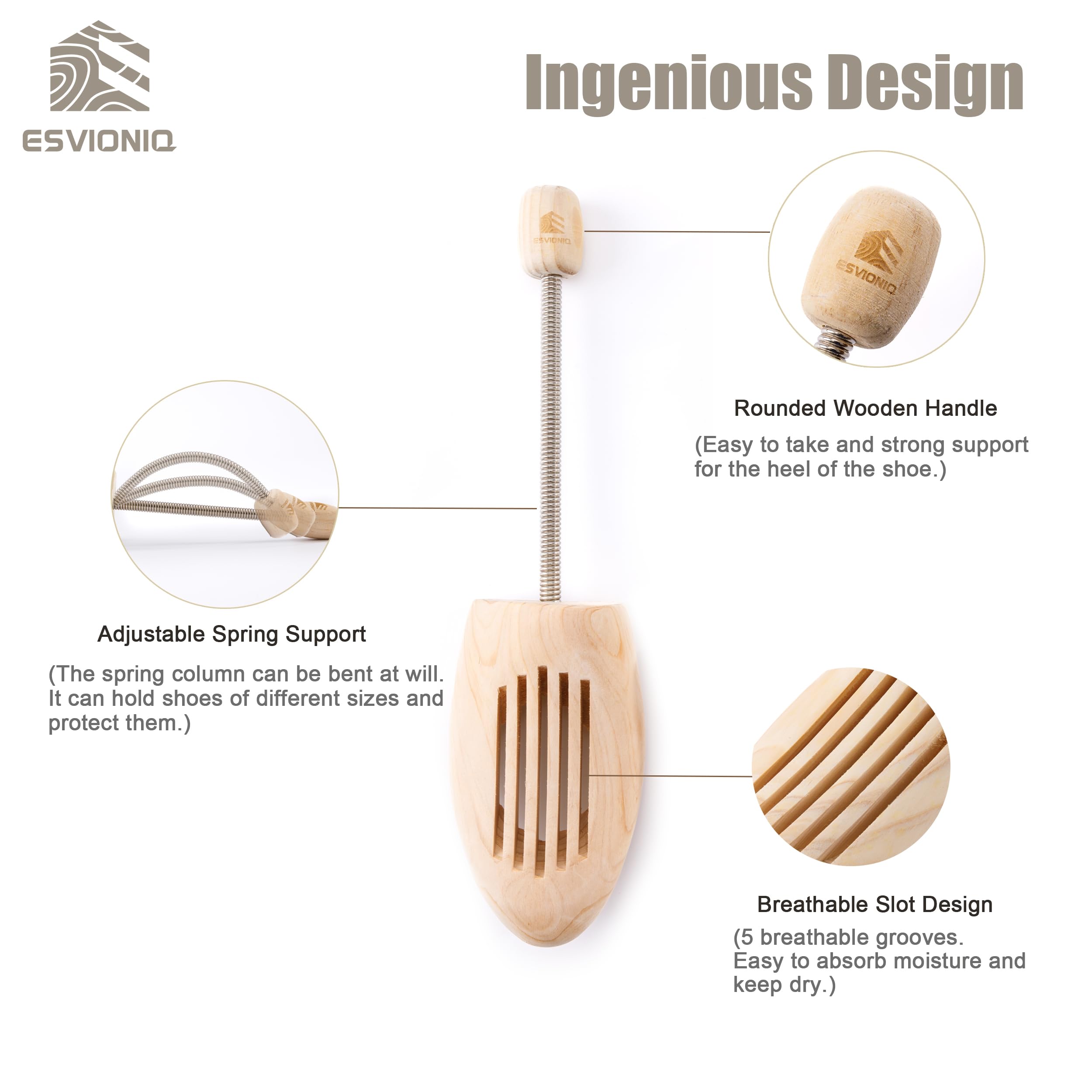 Adjustable Wood Shoe Trees With Spring,Wooden Shoes Tree For Men &Women,Shoe Shaped Shoe Lasts Wooden Shoe Stretcher