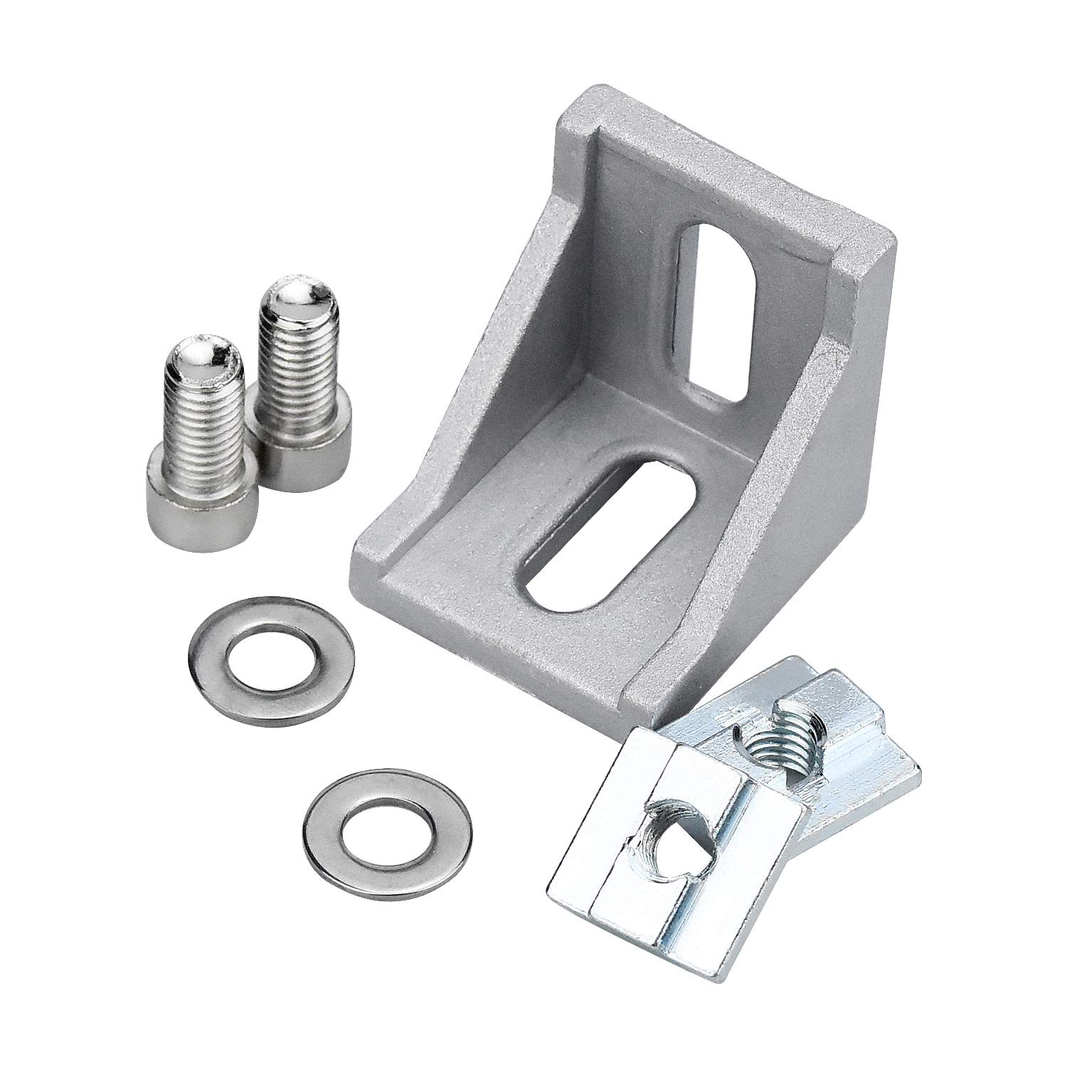 20 Set Befestigungswinkel rechtwinklig - 40 x 40 cm, Ecknut, Halterung mit rechtwinkligem Winkel, Möbel-Befestigungsset, rechtwinklige Dichtung (mit flacher Unterlegscheibe + Mutter Installation)