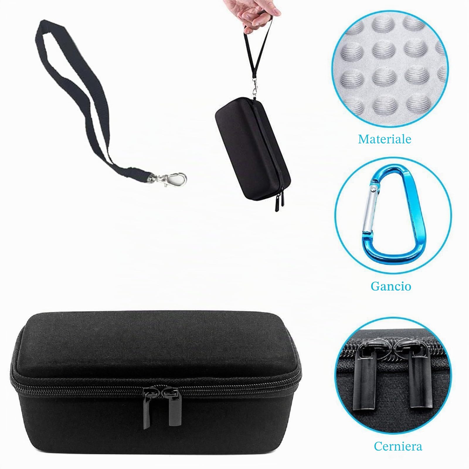 Custodia di Trasporto Impermeabile per Proteggere e Trasportare il tuo Bose Soundlink Mini 1 e 2,Interno Imbottito con Bolle per Altoparlante e Dock, Tasca in Rete,Laccetto da Polso