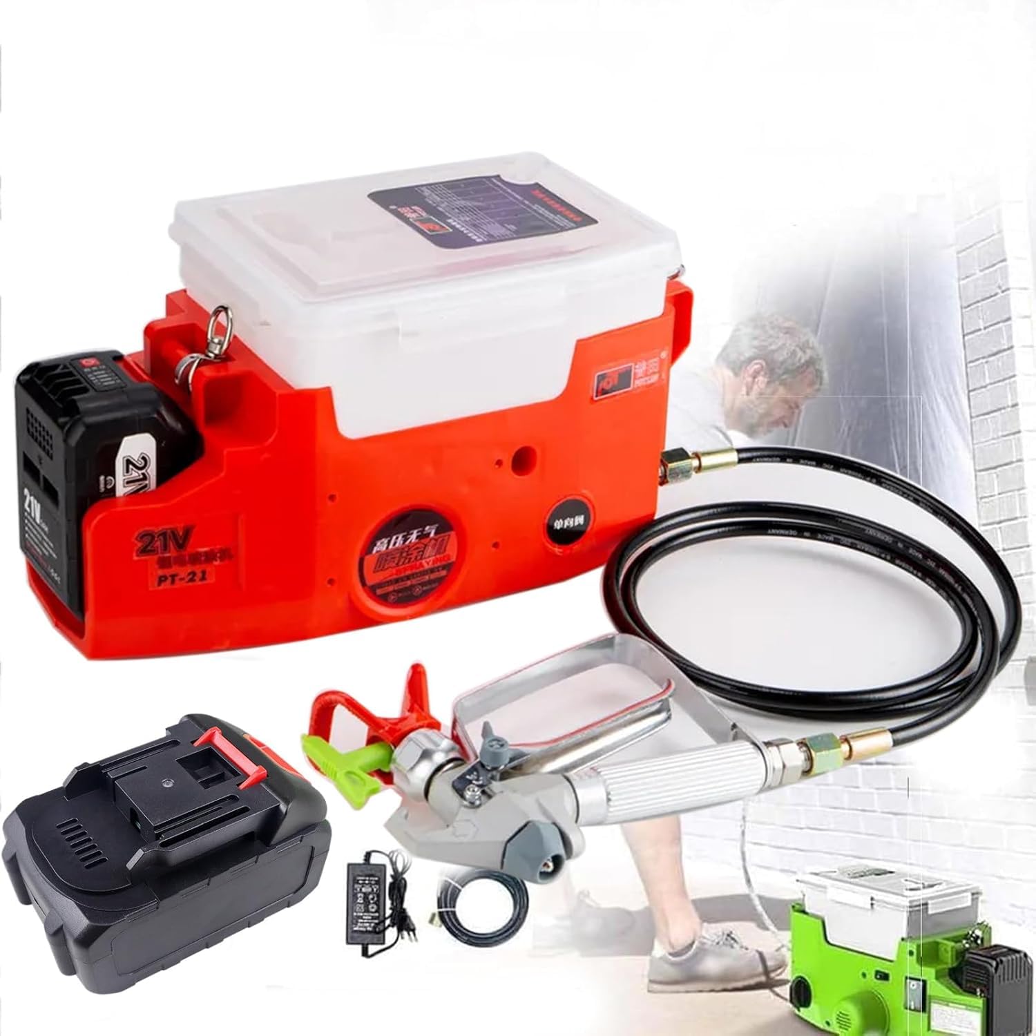 Pulverizador de pintura sin aire inalámbrico de alta presión, mochila de 1.7 L pistola de pulverización eléctrica para pintar paredes sin esfuerzo y mejoras del hogar