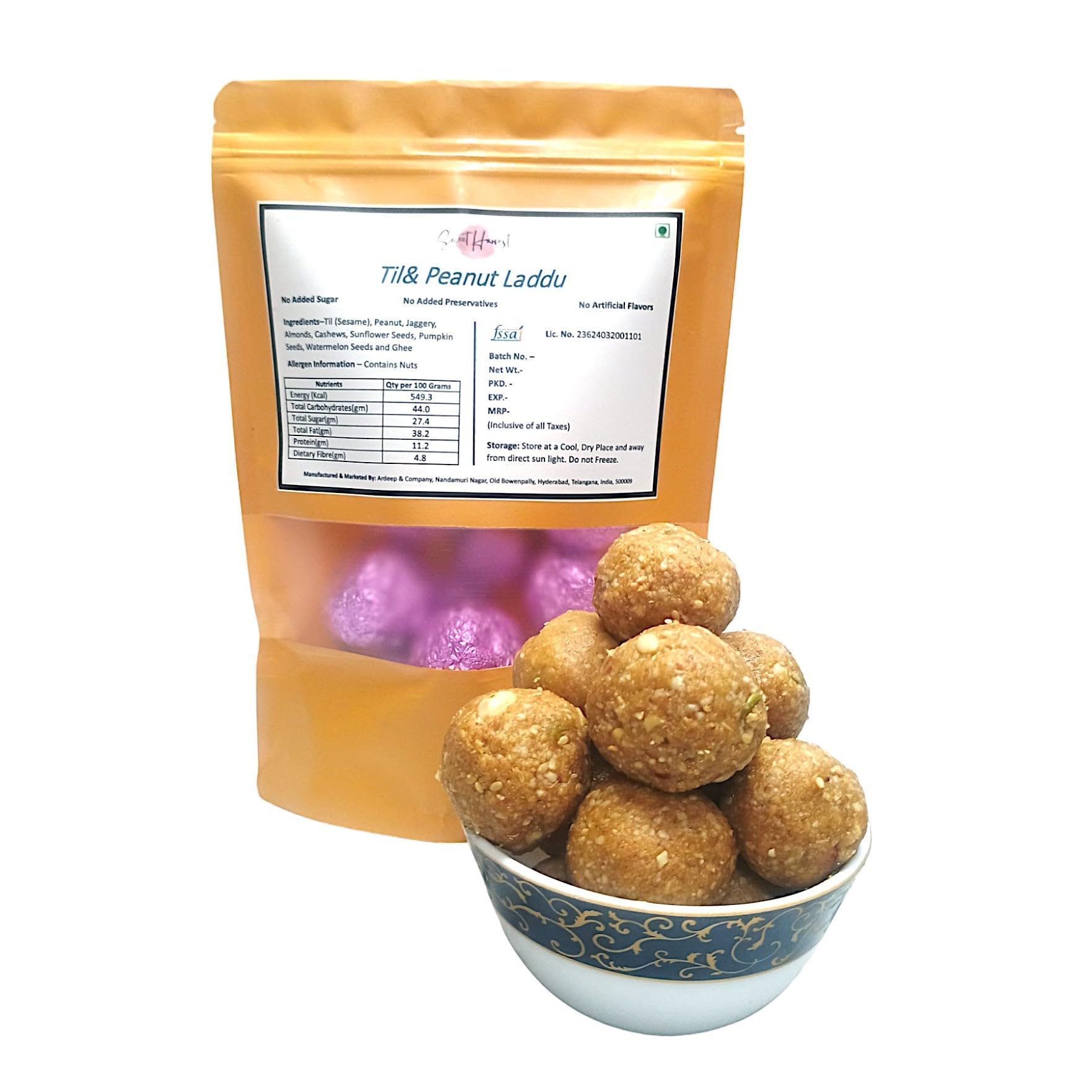 Sweet Harvest Til (Sesame) and Peanut Laddu | Made with Mix of Nuts and Til | No Added Sugar | No Artificial Flavours | No Preservative (250gm) (B0D9DGTRBJ) Amazon Price History, Amazon Price Tracker