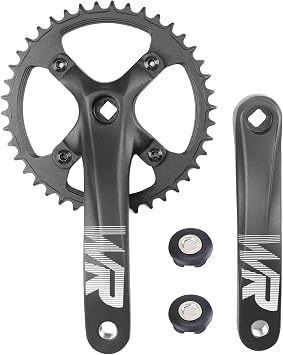WEEROCK Mountain Bike Crankset Aluminium Alloy 1 Piece/Single 42T Charing Crank Set with 170mm Arm 104 BCD, Compatible with Single Speed Bicycle and 6/7/8/9/10/11 Speeds MTB Bike