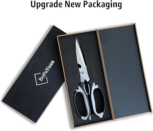 Miniatura 8 de Tijeras de cocina, tijeras multiusos de 9 pulgadas, resistentes para cortar alimentos, desmontables, aptas para lavavajillas, hoja dentada afilada,