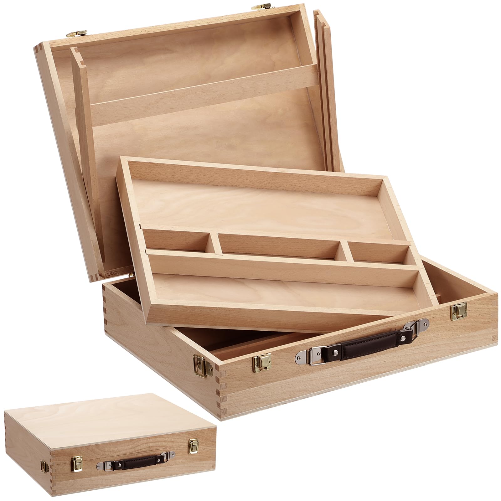 Amazon.com: Briwooody 3 Tier Paint Box Briefcase Style Wooden