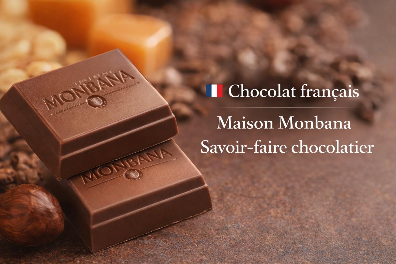 Monbana Coffret Chocolats Assortis 800 g – 200 Carrés Individuels | 200 carrés individuels assortis – 10 saveurs chocolat noir et lait