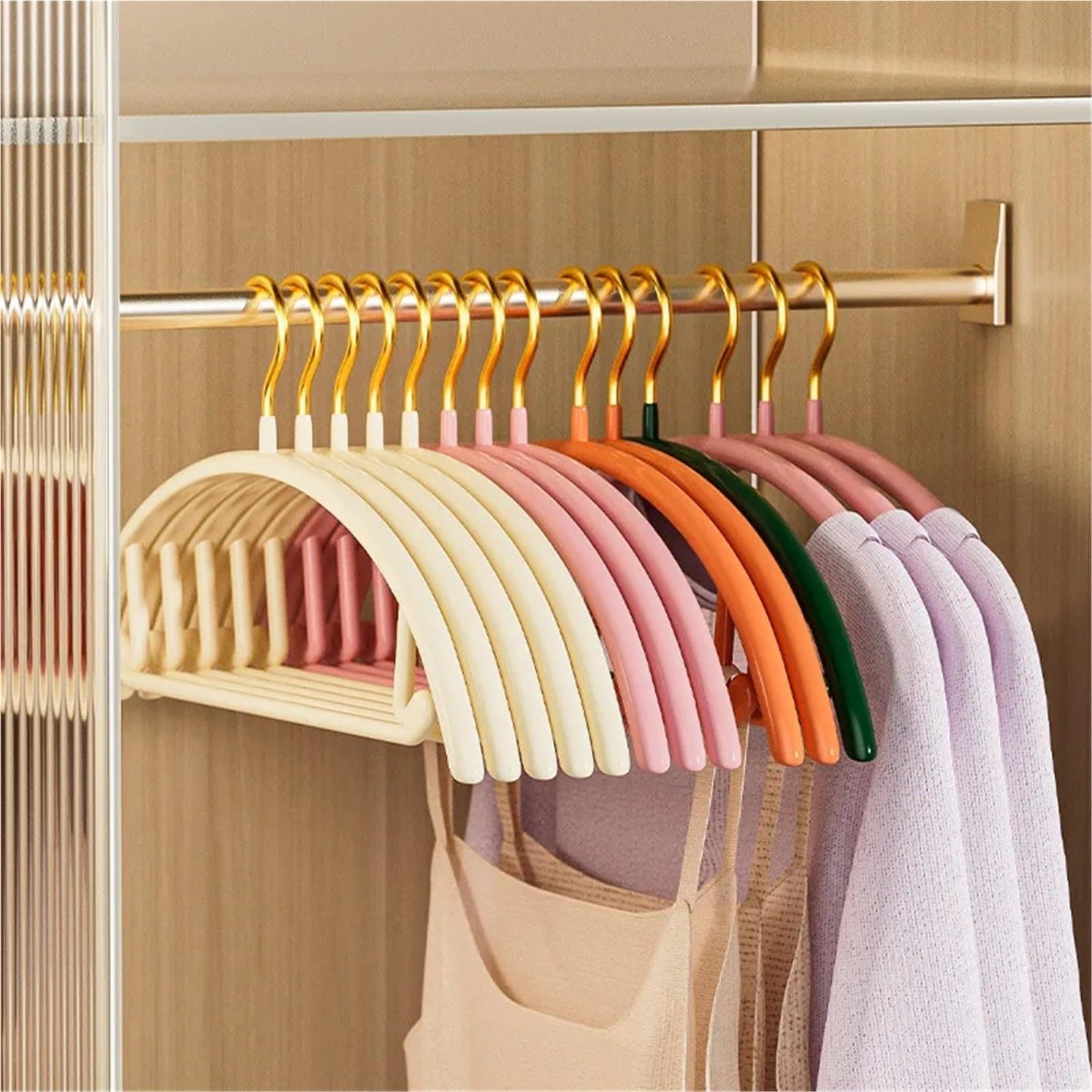 Perchas de Diseño Multifunción Que Ahorra Espacio, Perchas Antideslizantes No Dejan Marcas, Percheros Resistentes con Ranuras para los Hombros, para Chaquetas, Pantalones y Blusas