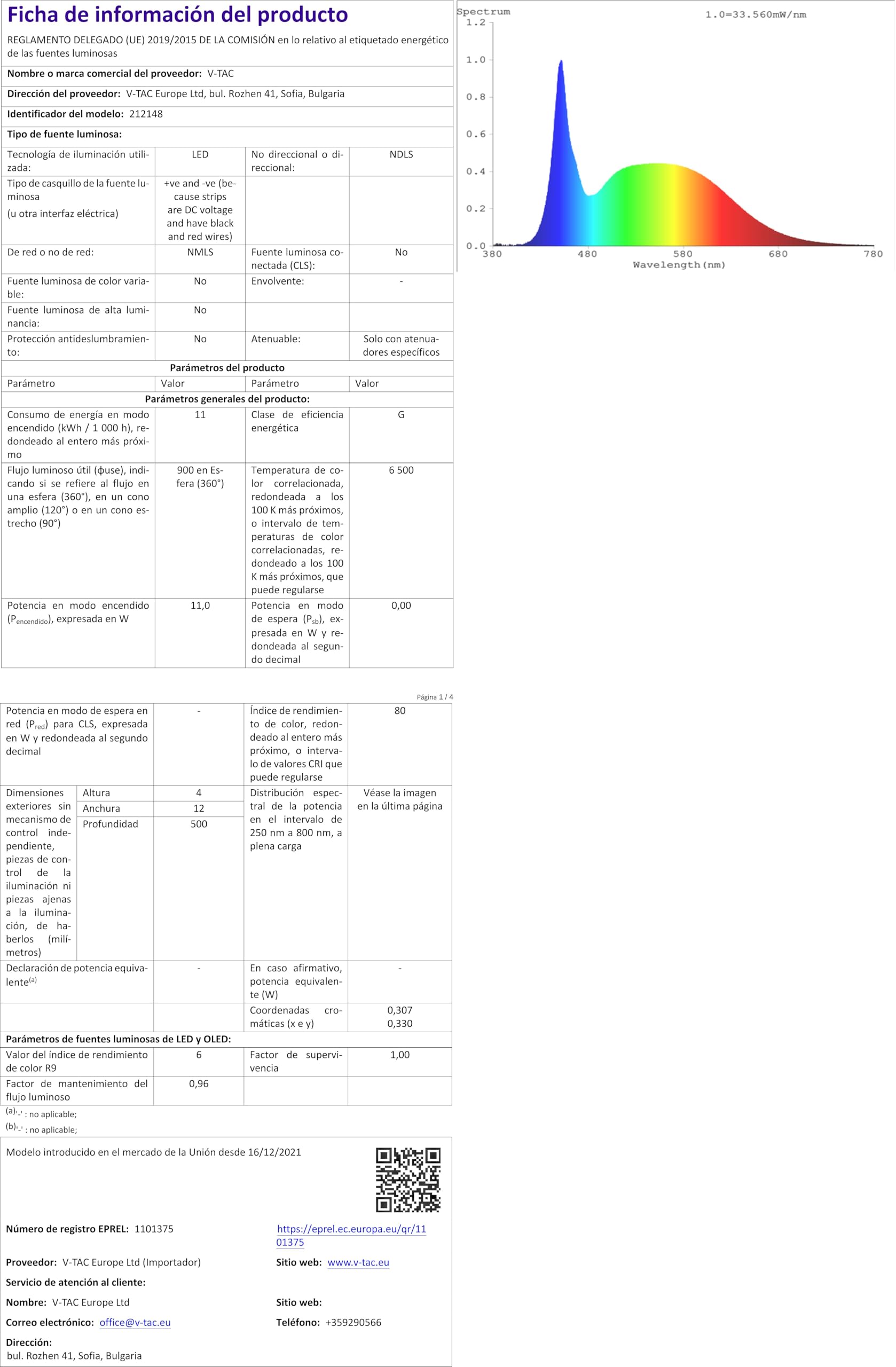 V-TAC Ruban LED Extérieur Étanche IP65-5 Mètres - SMD 5050 - Bande à LED Lumineuse 6500K Blanc Froid - Ruban LED d'Extérieur avec Bande Adhésive et Flexible pour Jardin, Terrasse, Maison - 12V