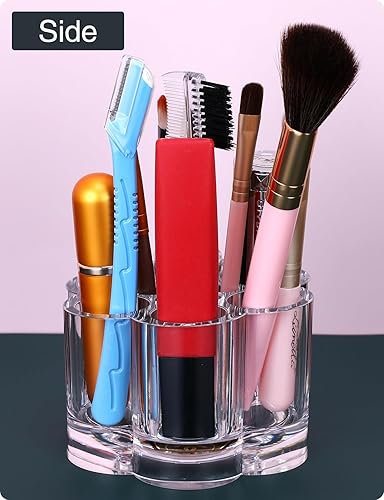 Miniatura 6 de Soporte para lápiz labial acrílico, flor pequeña, transparente, compacto, para brillo de labios, organizador de cepillos de uñas con 12 ranuras