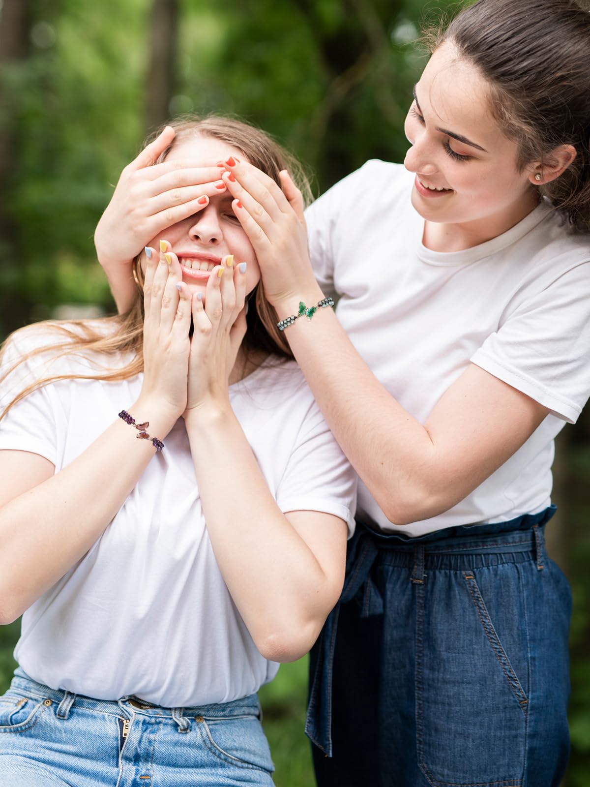 LLXYWJ Bracciale con Farfalla di curativo, Regali di Gioielli per Le Donne, Braccialetto con Perline a Doppio Strato Regolabile con Pietre preziose Naturali per Le Donne, Le Ragazze, la Mamma, Il