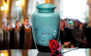 Adult URNS for Human Ashes - I Miss You Cremation Urns, Completely Handcrafted with Volume 200 Cu. in. with Velvet Protection Bag.