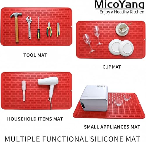 Miniatura 324 de Tapete de silicona para secado de platos para múltiples usos, fácil de limpiar, ecológico, resistente al calor, tapete de silicona para encimera