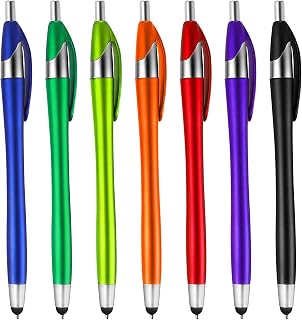 TIESOME 7Pcs Ballpoint Pens with Stylus Tips, Retractable Touch Screens Medium Point Ball Point Pen Black Ink Writing Pen 2 in 1 for Daily Work School Writing Stationery Office Supplies