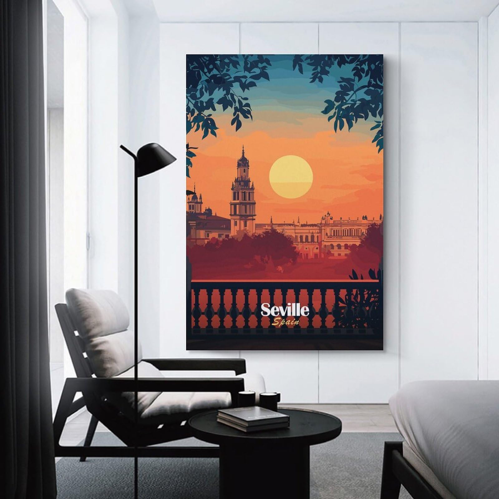 Junmoney Unframe-Style-4 Seville Sunset Cityscape Room Decor Wall Art, 12X18inch(30X45cm), For Living Room, Bedroom, Office Or Hallway, Decorative Artwork With Broad Appeal